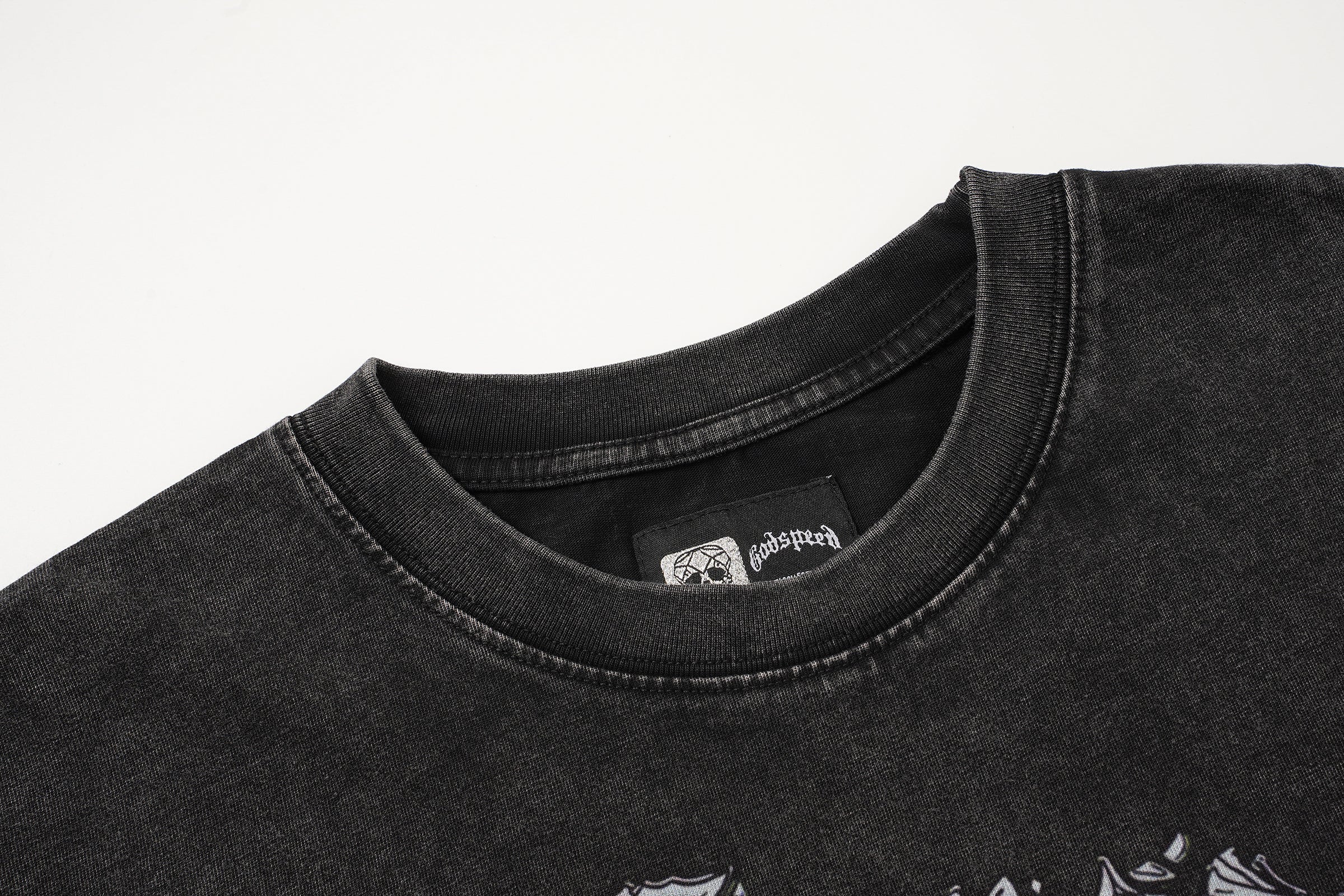 Godspeed Blue Skull Graphic Black T‑Shirt