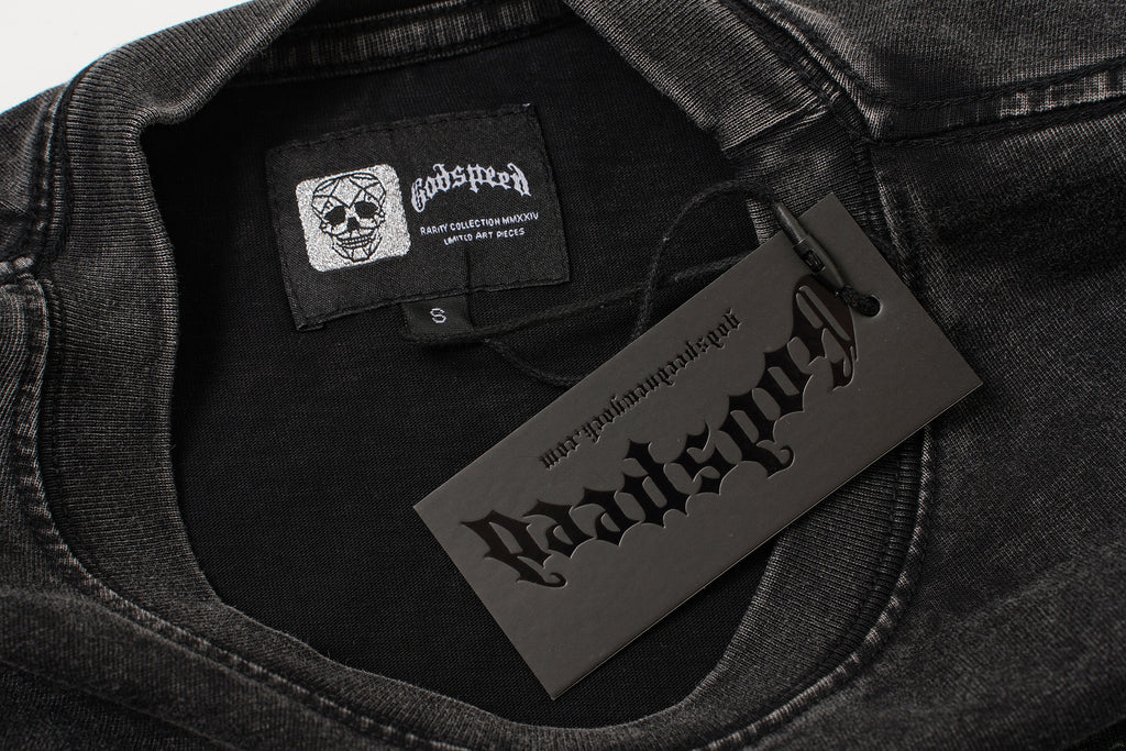 Godspeed Blue Skull Graphic Black T‑Shirt