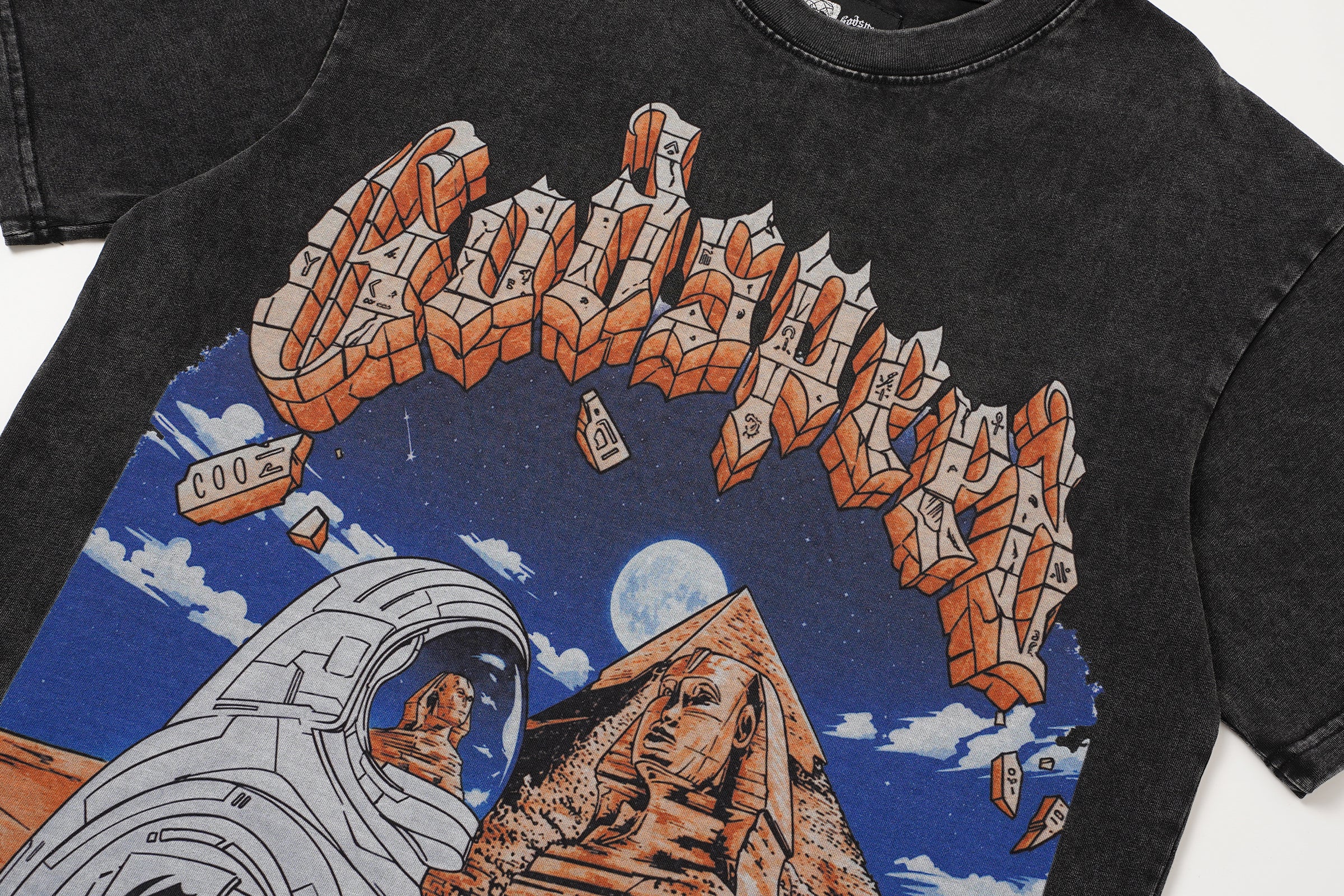 Godspeed Mountain Landscape Graphic Vintage‑Wash T‑Shirt