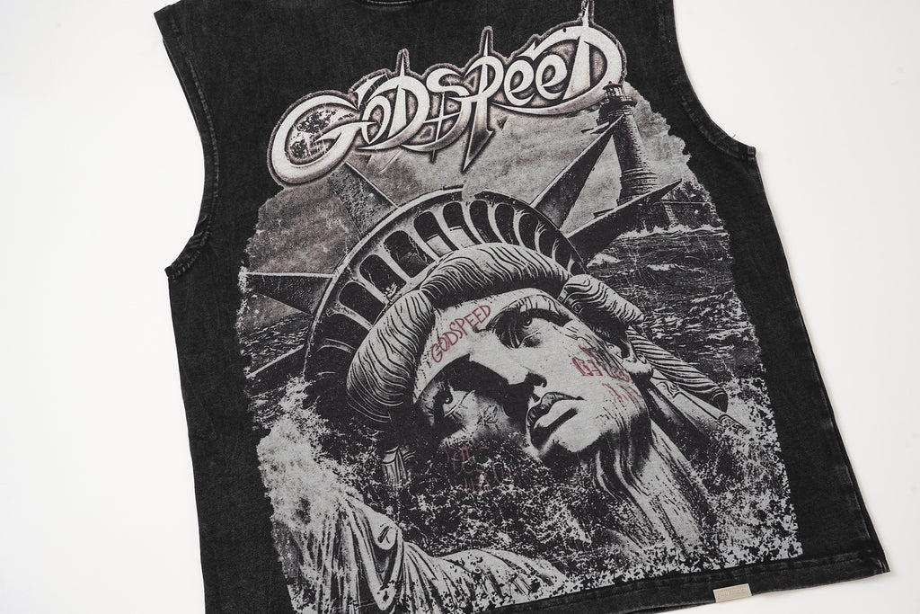 Godspeed Statue‑of‑Liberty Printed Sleeveless Tank Top