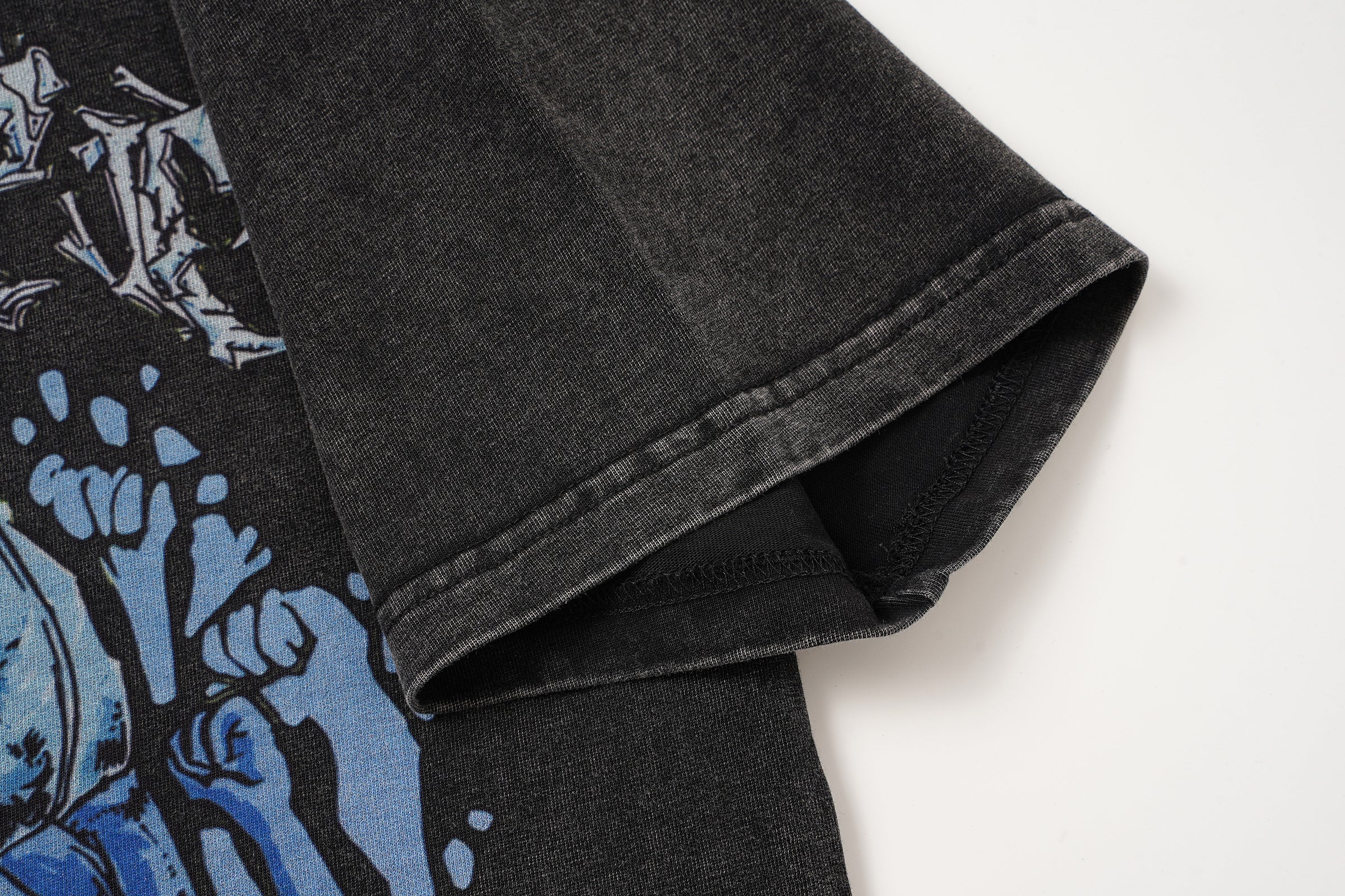 Godspeed Blue Skull Graphic Black T‑Shirt