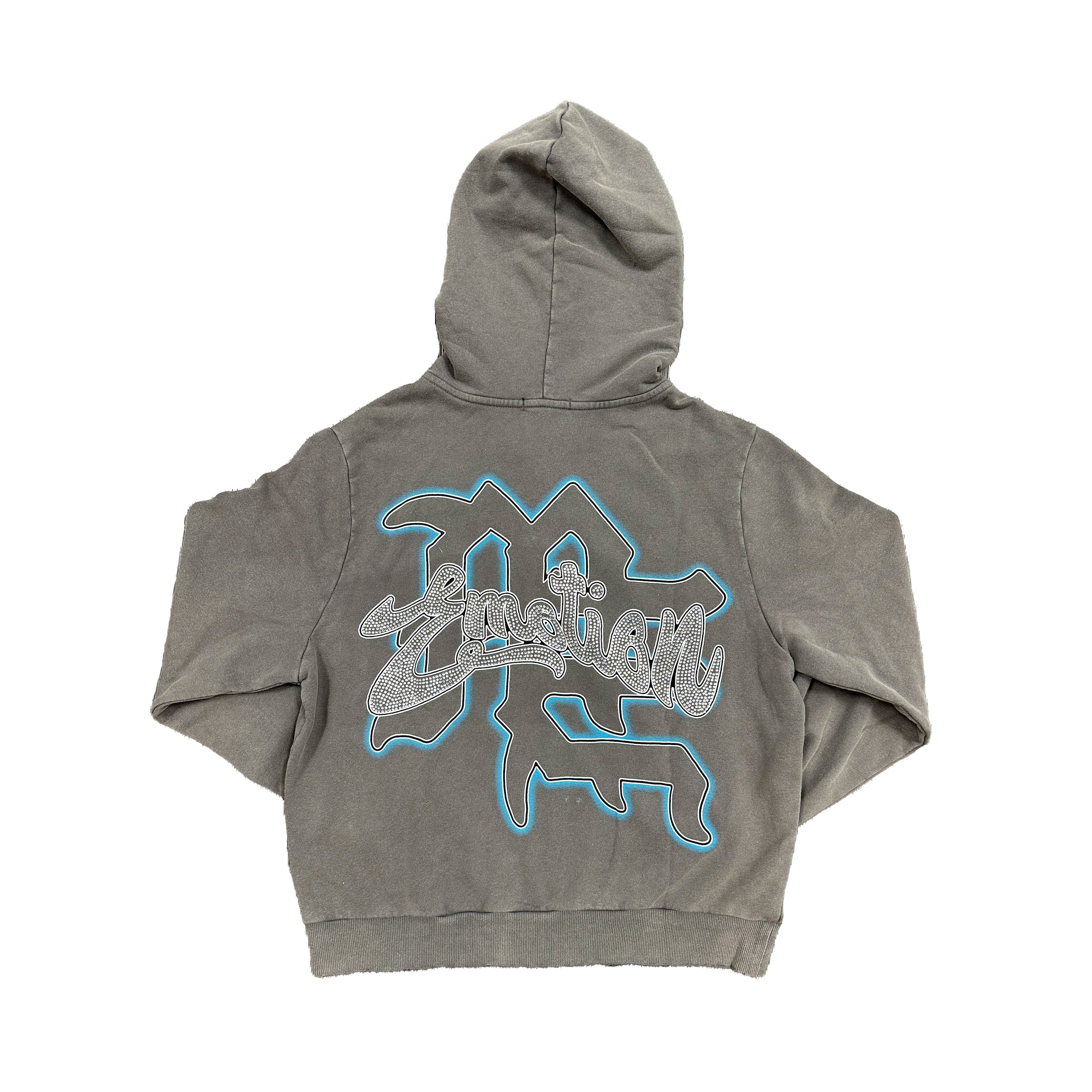 MIXED EMOTION Vintage Angel Rhinestone Zip‑Up Hoodie