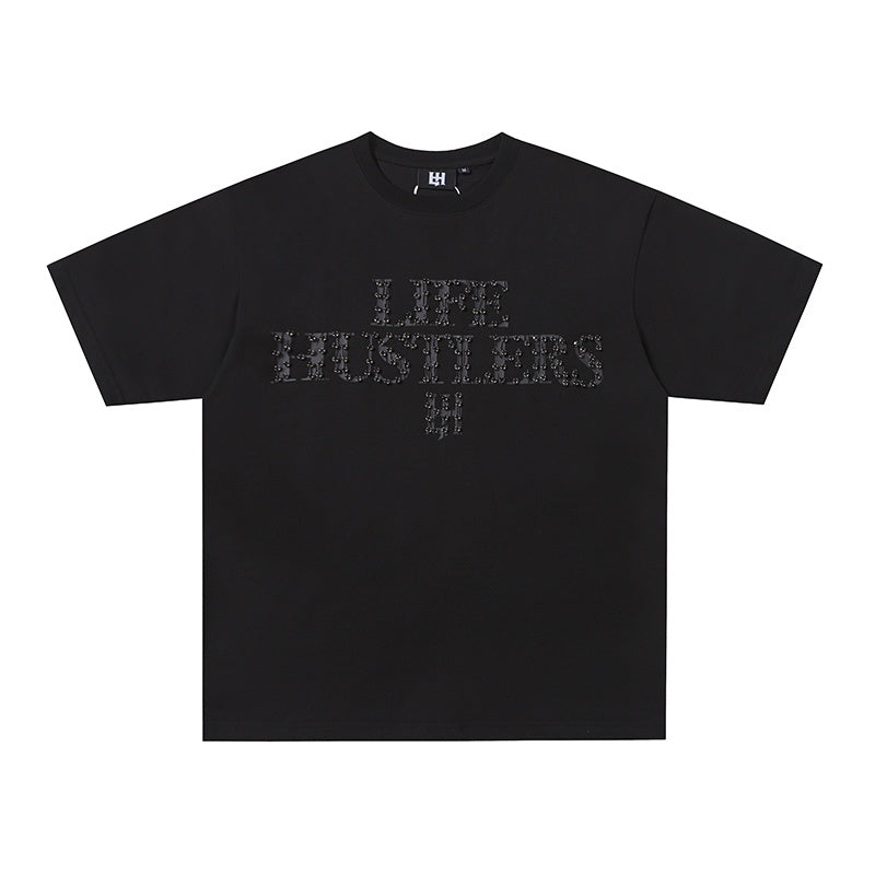 Life Hustlers Black‑on‑Black H Logo T‑Shirt