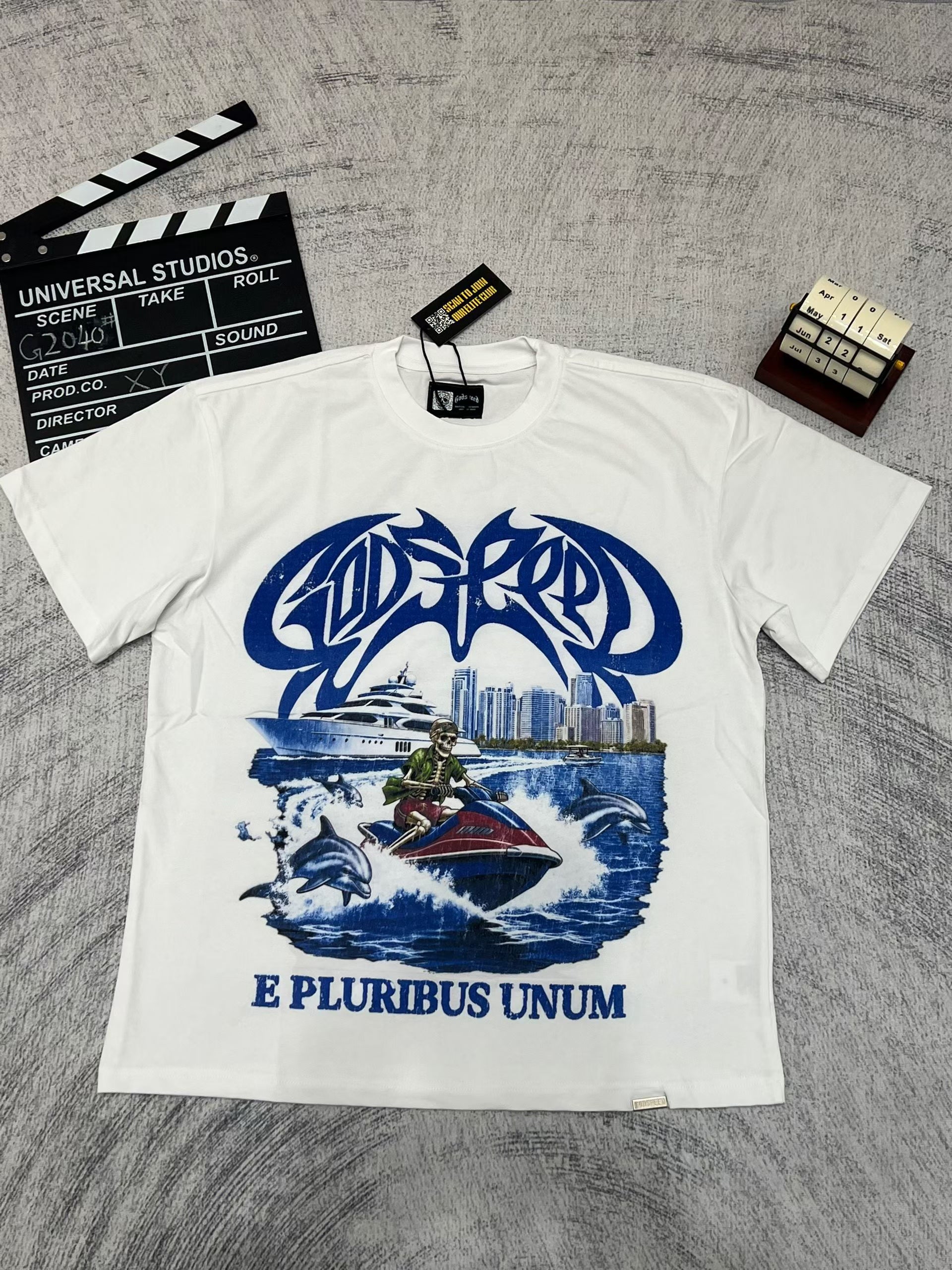Godspeed Blue Graphic White T‑Shirt