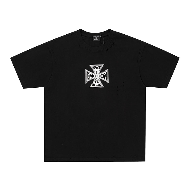 MIXED EMOTION Cross Graphic 2‑Color T‑Shirt