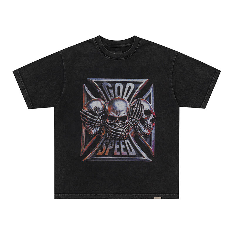 Godspeed Metal Skull Graphic T‑Shirt