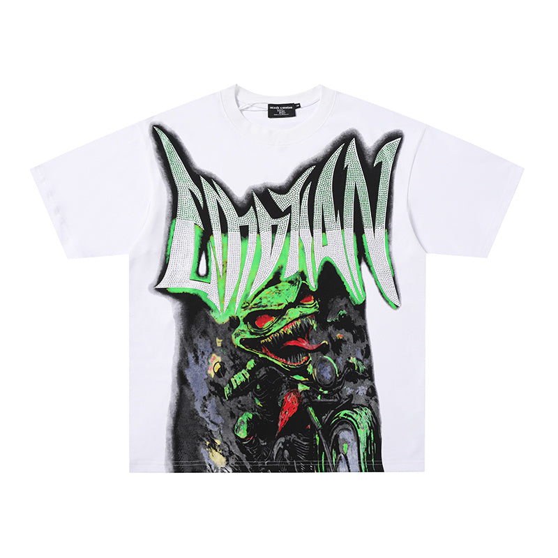 MIXED EMOTION Green Letter Graphic 2‑Color T‑Shirt