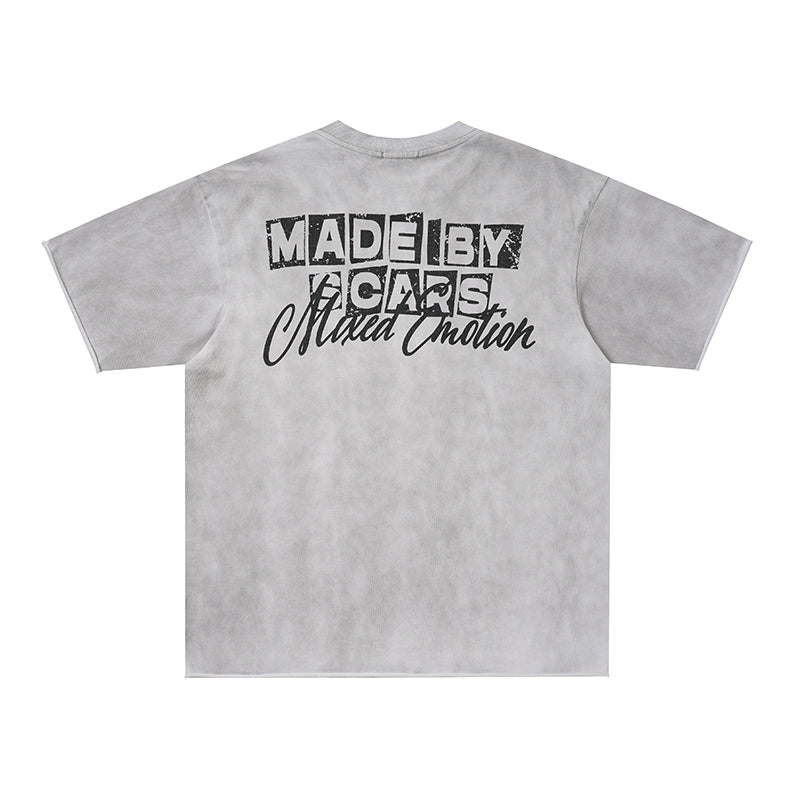 MIXED EMOTION Angel Portrait Washed Grey T‑Shirt