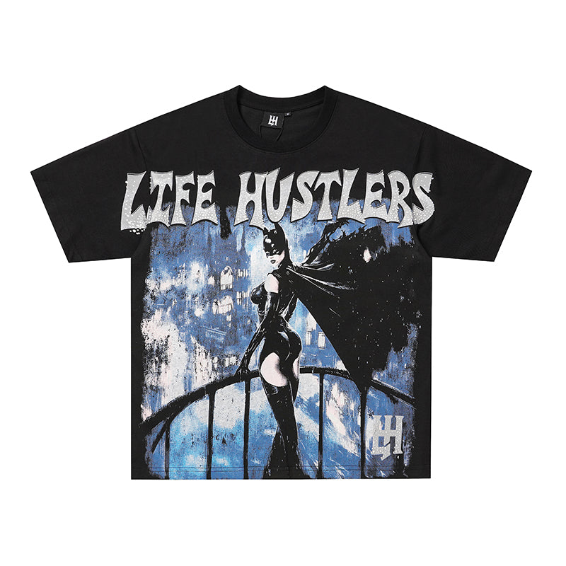 Life Hustlers Witch Graphic Black T‑Shirt