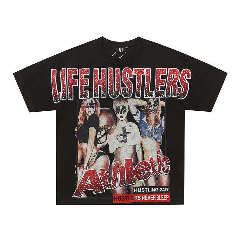 Life Hustlers Multi‑Color Vintage Portrait Graphic T‑Shirt