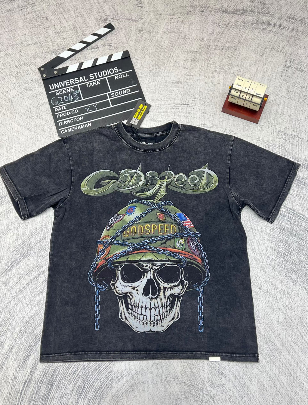 Godspeed Badges of Honor Skull Graphic T‑Shirt