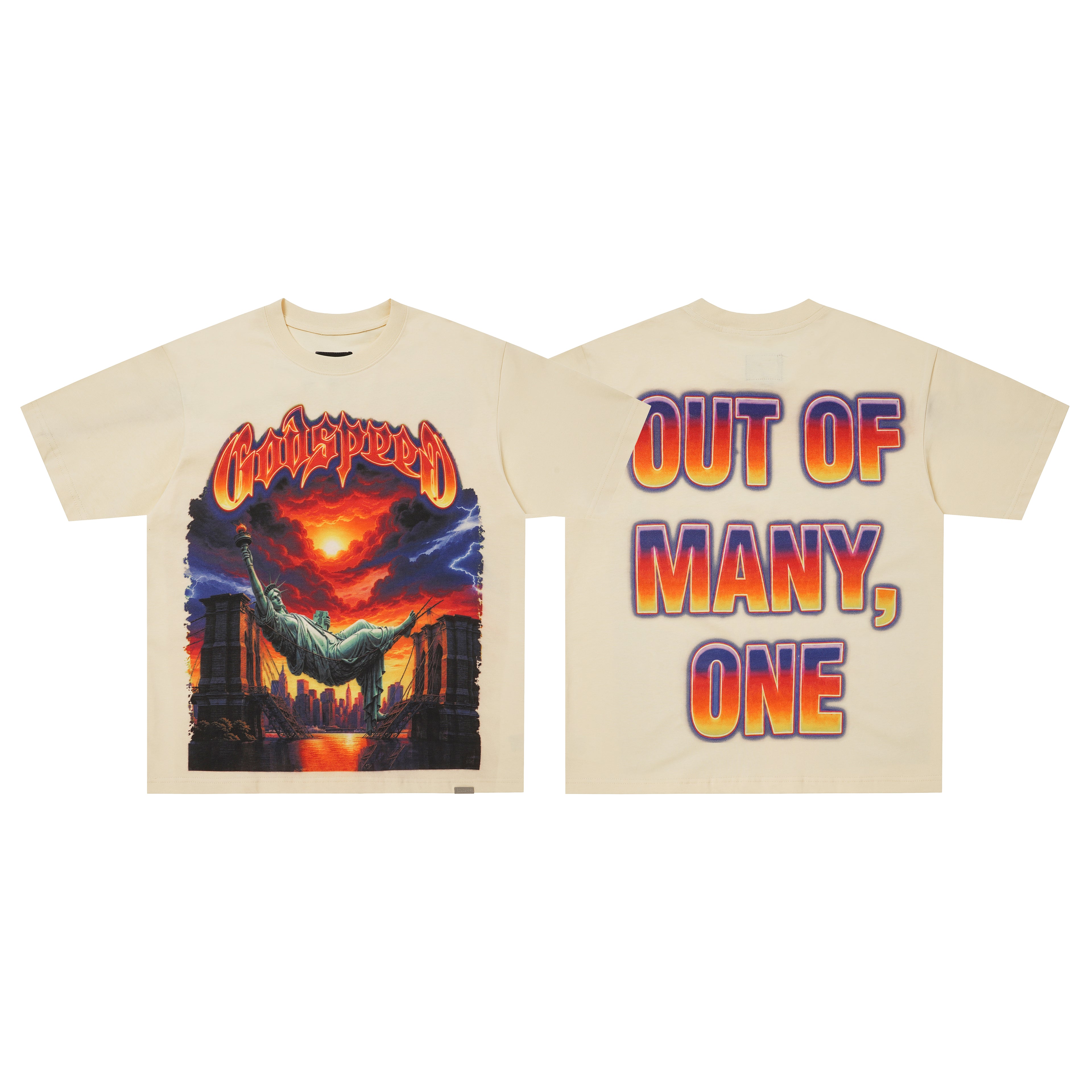 Godspeed Cream Sunset Dinosaur Graphic T‑Shirt