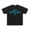 Life Hustlers Turquoise H‑Logo Black T‑Shirt