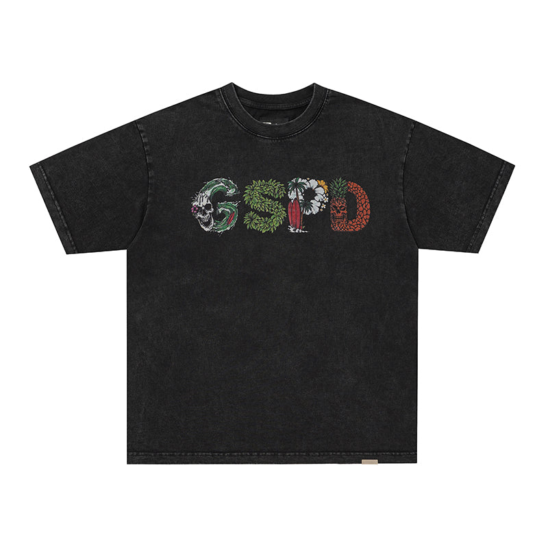 Godspeed Green Snake Skull Graphic T‑Shirt