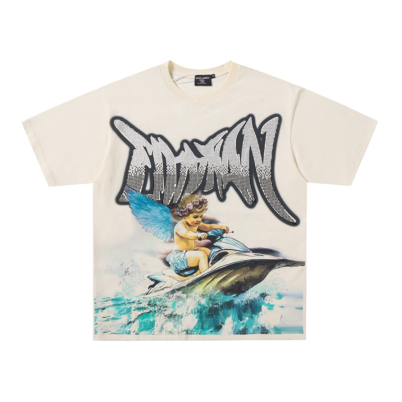 MIXED EMOTION Dolphin Ocean Graphic 2‑Color T‑Shirt