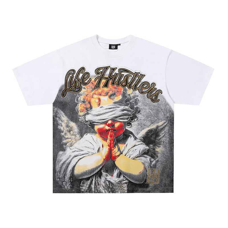 Life Hustlers Praying Angel Graphic White Tee