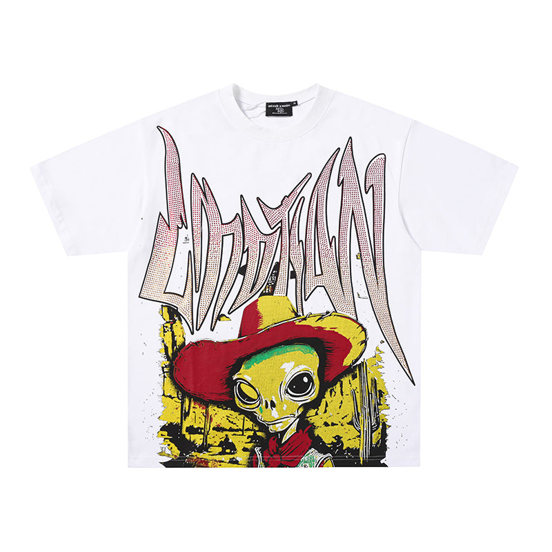 MIXED EMOTION Alien Cowboy Graphic 2‑Color T‑Shirt