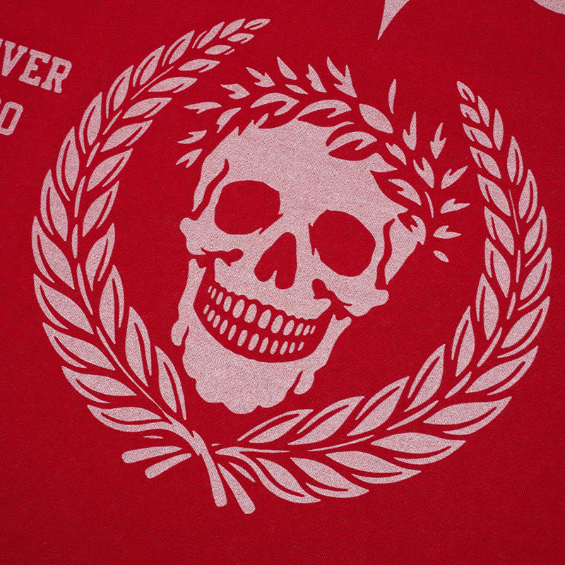 Godspeed Skull Print Red T‑Shirt
