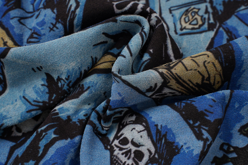 Godspeed Blue Skull Graphic Black T‑Shirt