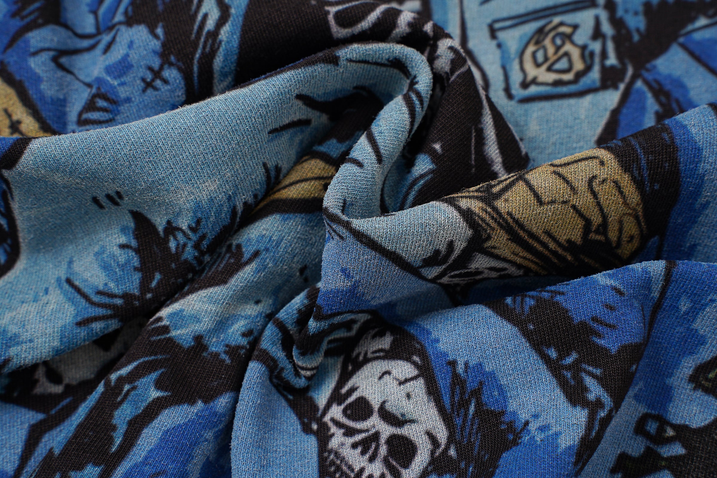 Godspeed Blue Skull Graphic Black T‑Shirt