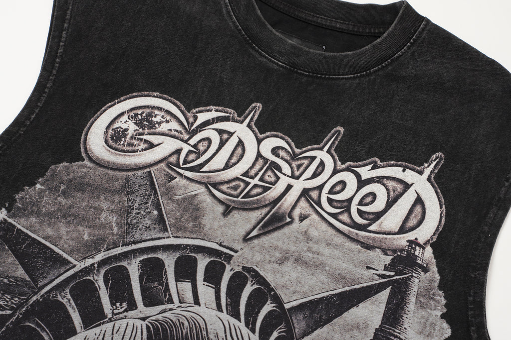 Godspeed Statue‑of‑Liberty Printed Sleeveless Tank Top