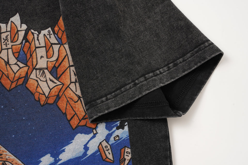 Godspeed Mountain Landscape Graphic Vintage‑Wash T‑Shirt