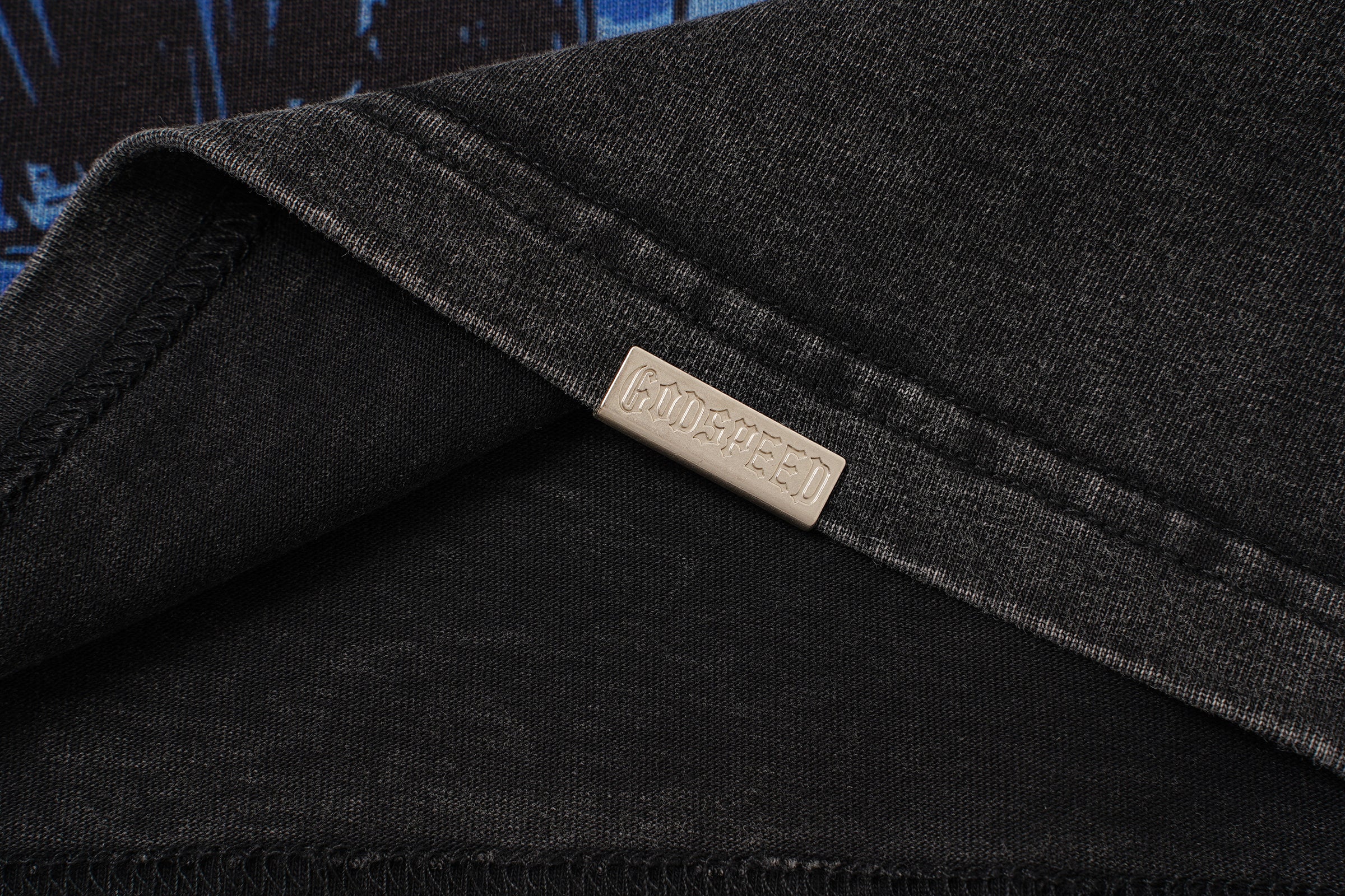 Godspeed Blue Skull Graphic Black T‑Shirt