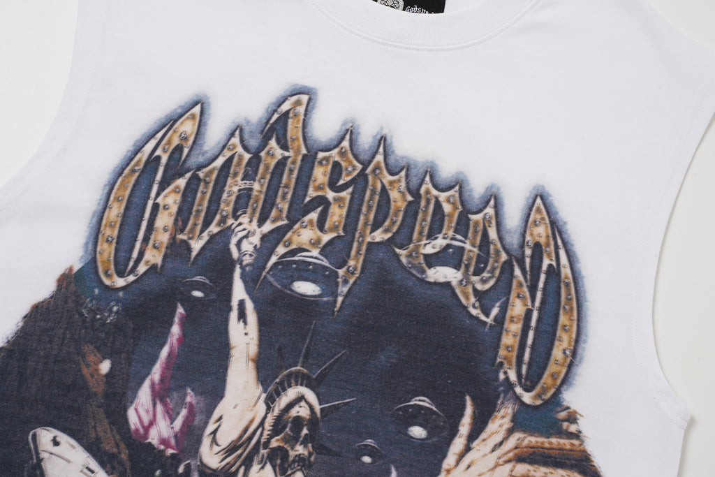 Godspeed Eagle Graphic White Tank Top