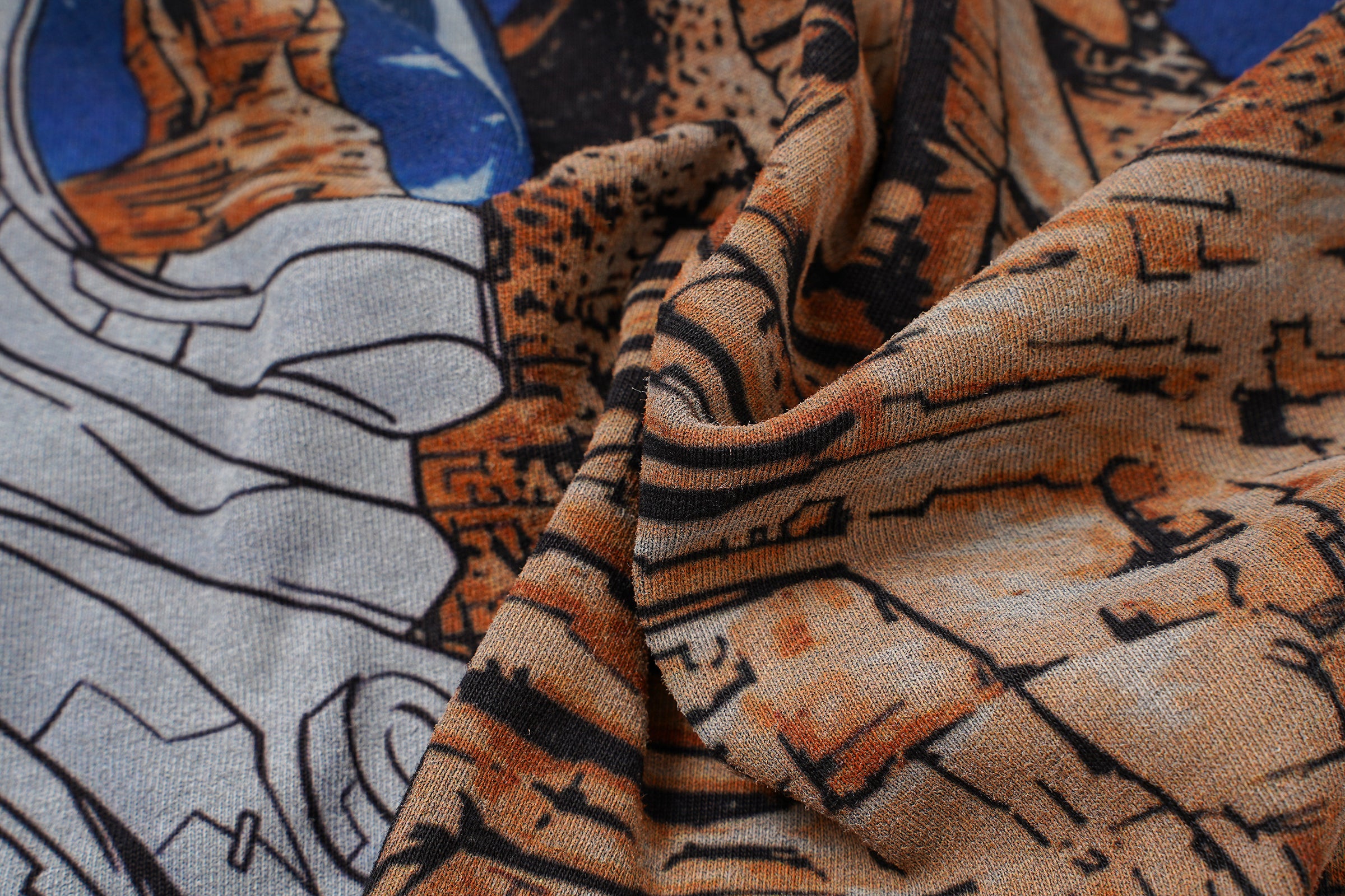 Godspeed Mountain Landscape Graphic Vintage‑Wash T‑Shirt