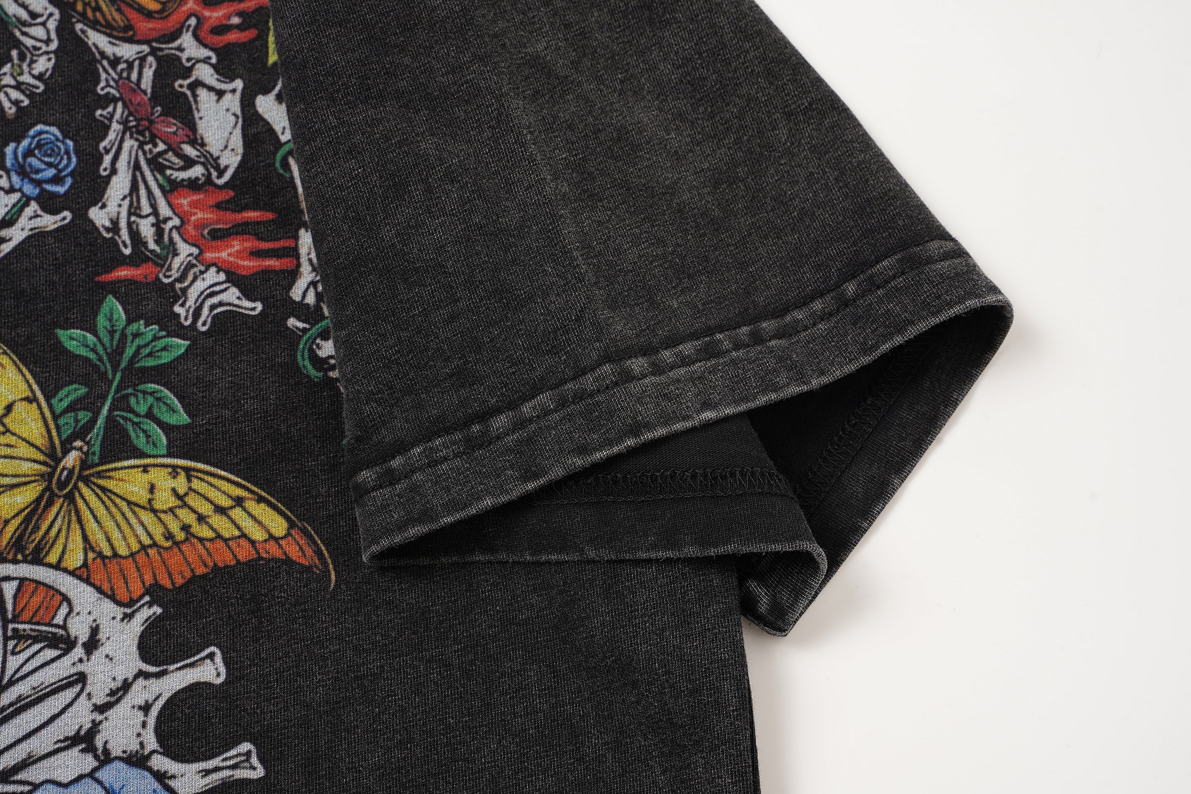 Godspeed Floral Skull Vintage Black T‑Shirt
