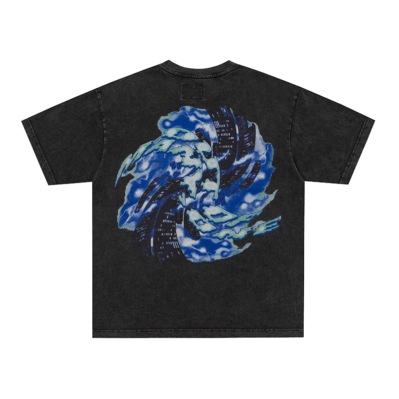 Godspeed Blue Flame Skull Graphic T‑Shirt