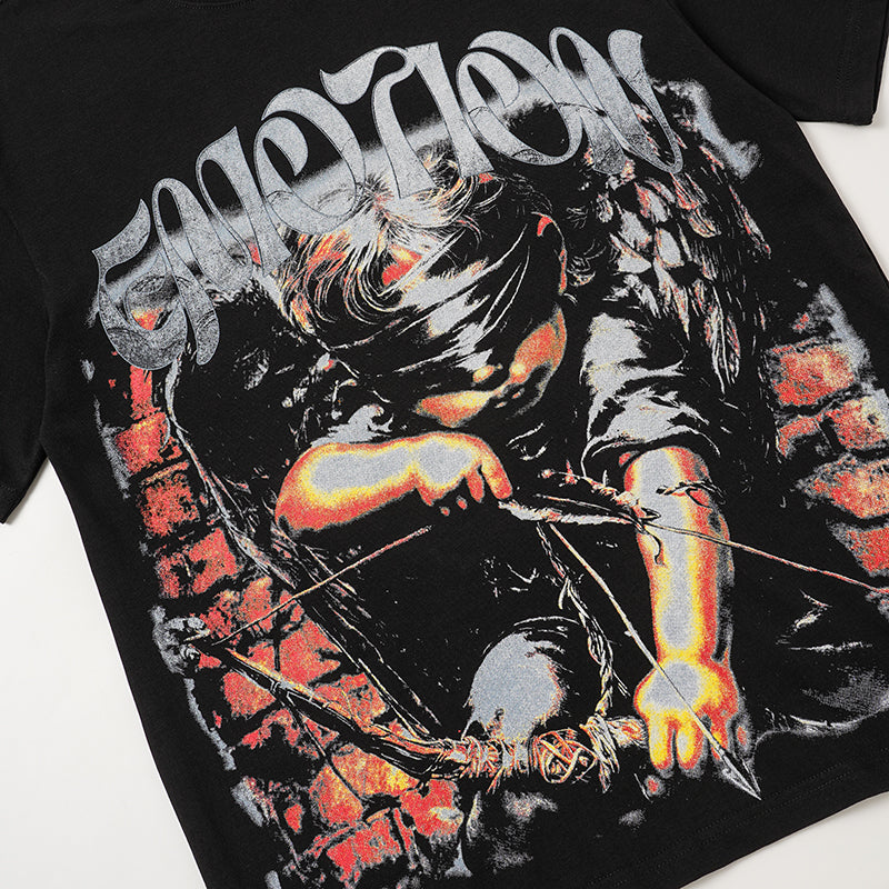 MIXED EMOTION Double‑Sided Graphic Black T‑Shirt