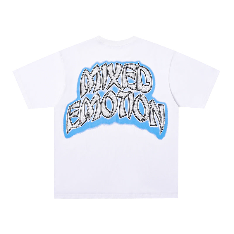 MIXED EMOTION Blue Skull Graphic 2‑Color T‑Shirt