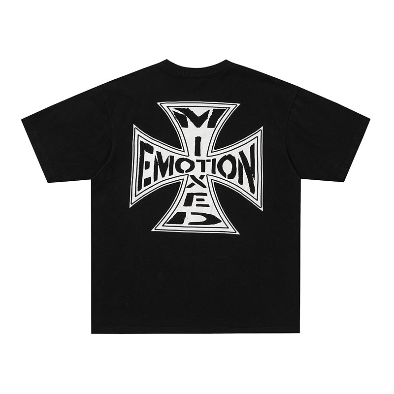 MIXED EMOTION Cross Graphic 2‑Color T‑Shirt