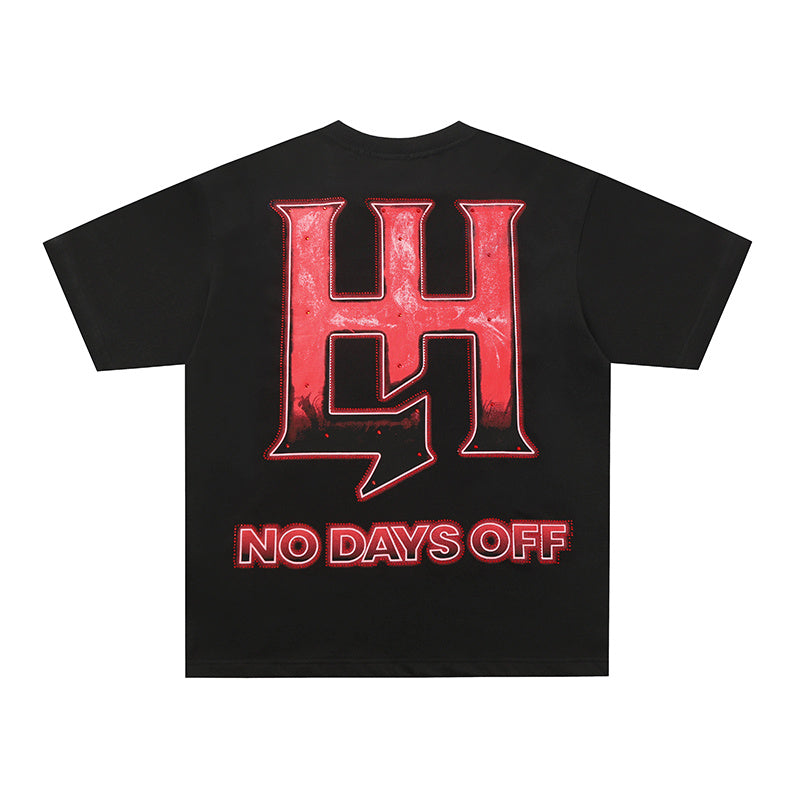 Life Hustlers Red Angel Graphic Black Tee
