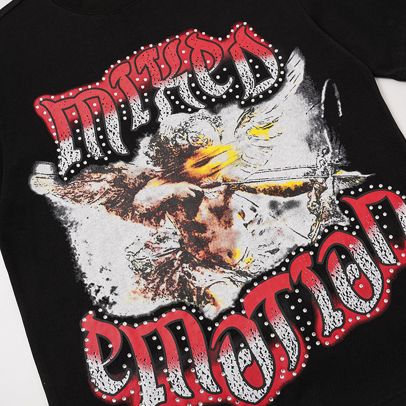 MIXED EMOTION Eagle Graphic Black T‑Shirt