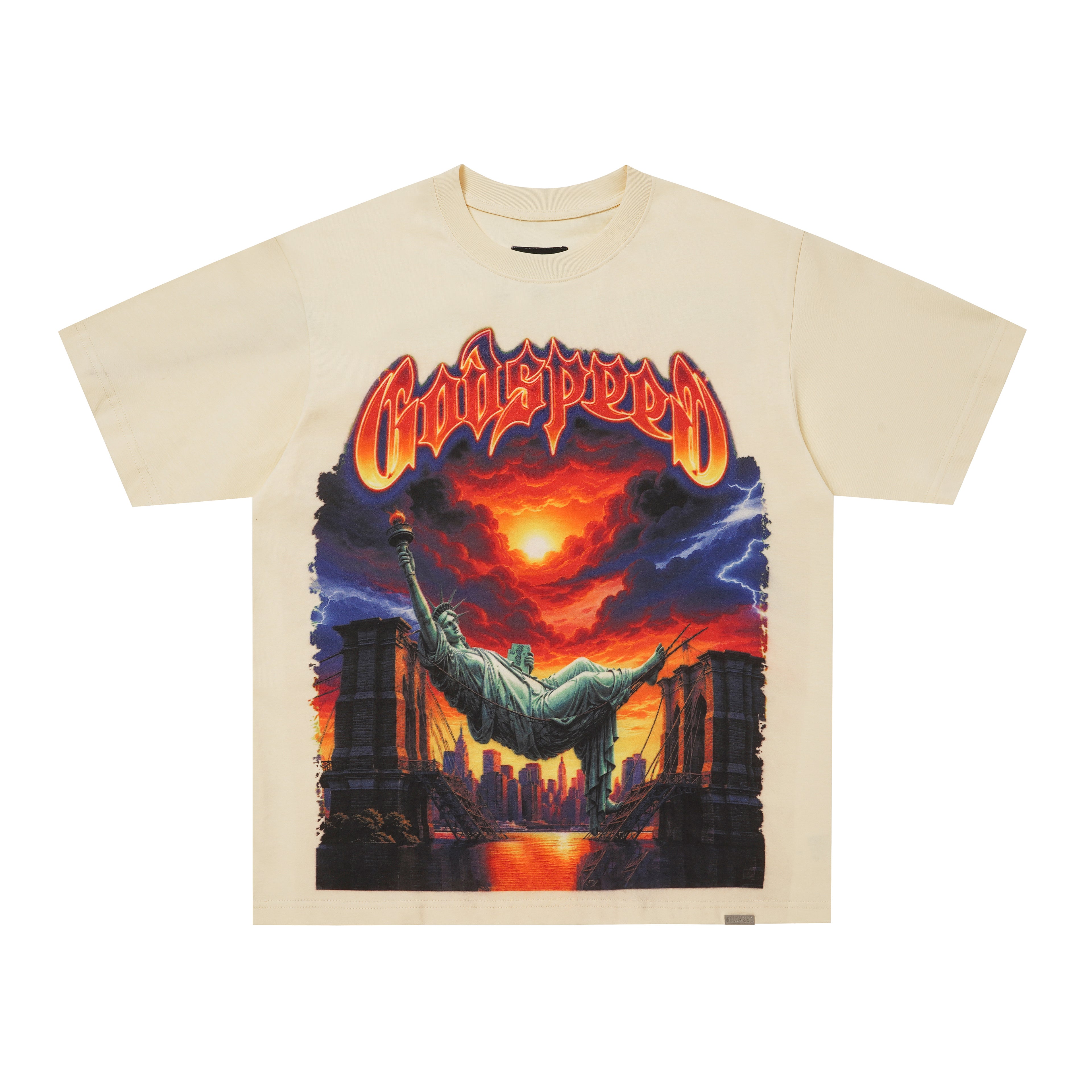 Godspeed Cream Sunset Dinosaur Graphic T‑Shirt