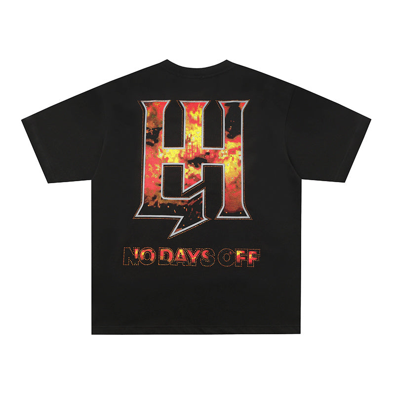 Life Hustlers Fire Angel Graphic Black Tee