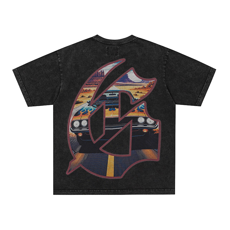 Godspeed Retro Car Scenery Graphic T‑Shirt