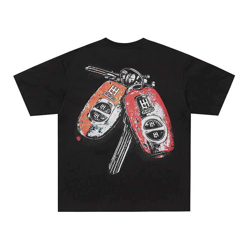 Life Hustlers Skeleton Car Graphic Two‑Tone T‑Shirt