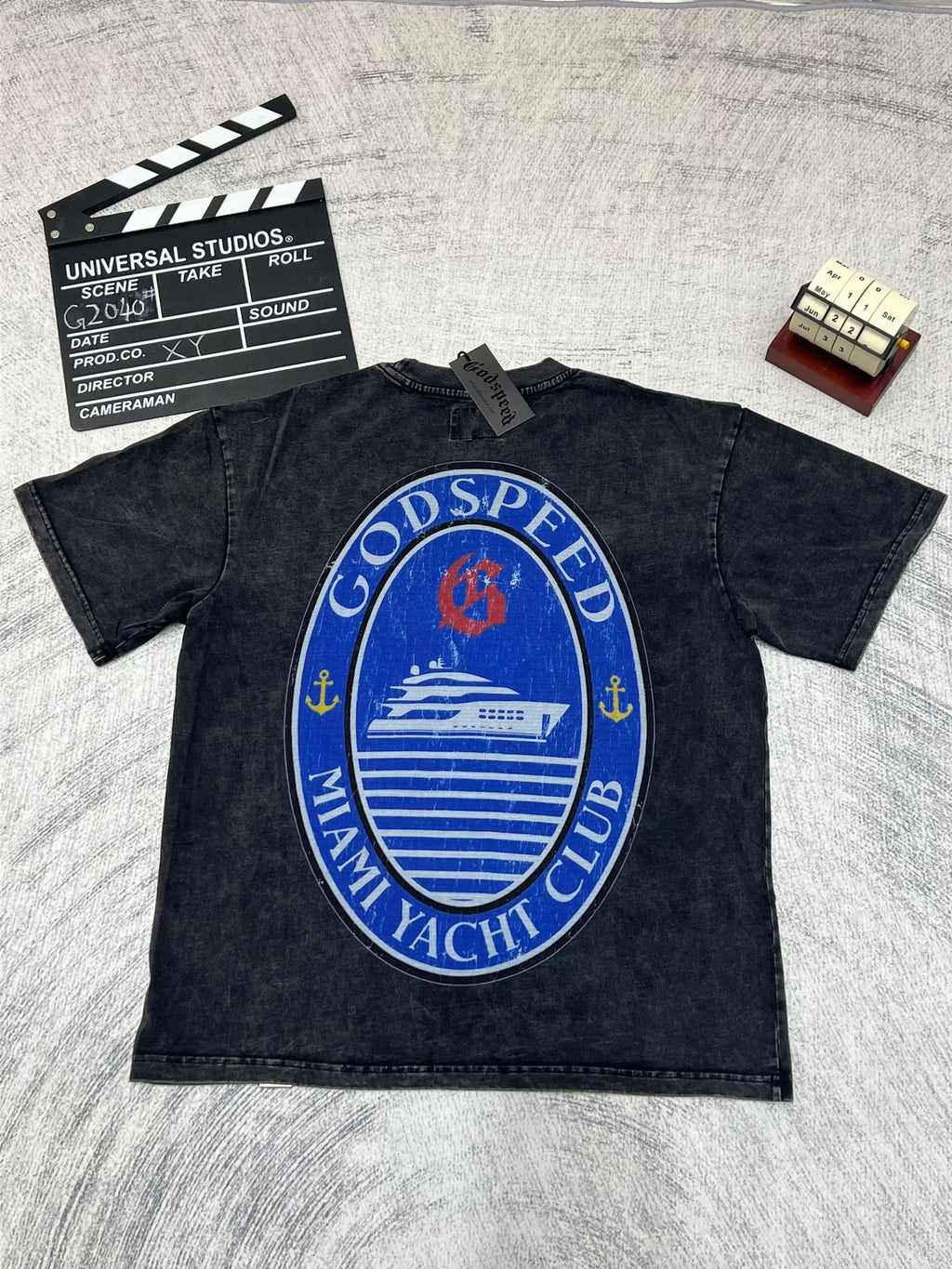 Godspeed Blue Landscape Graphic Black T‑Shirt