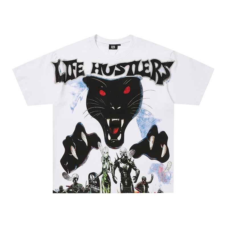 Life Hustlers Black Panther Graphic White T‑Shirt