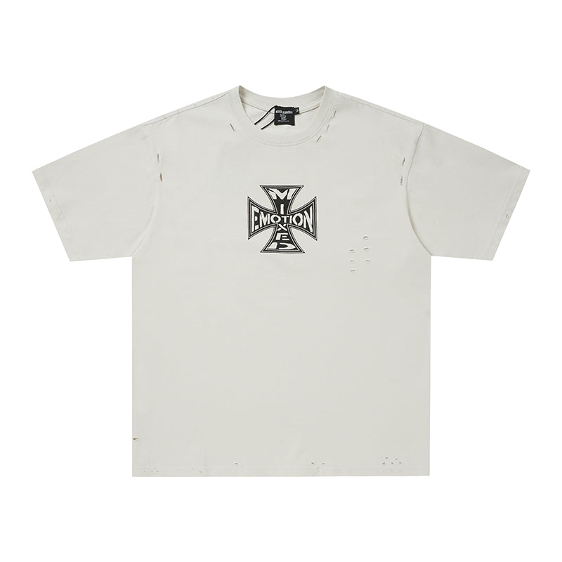 MIXED EMOTION Cross Graphic 2‑Color T‑Shirt
