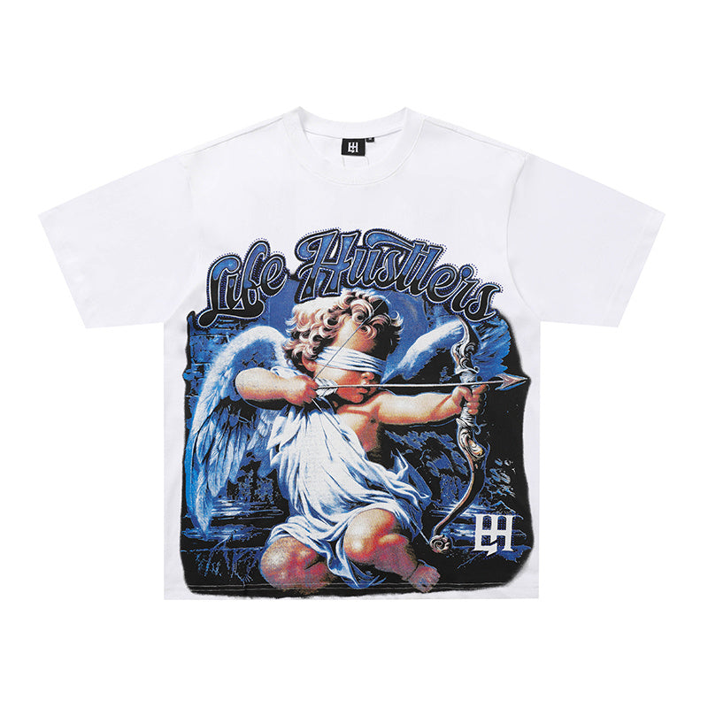 Life Hustlers Blue Cupid Graphic White Tee