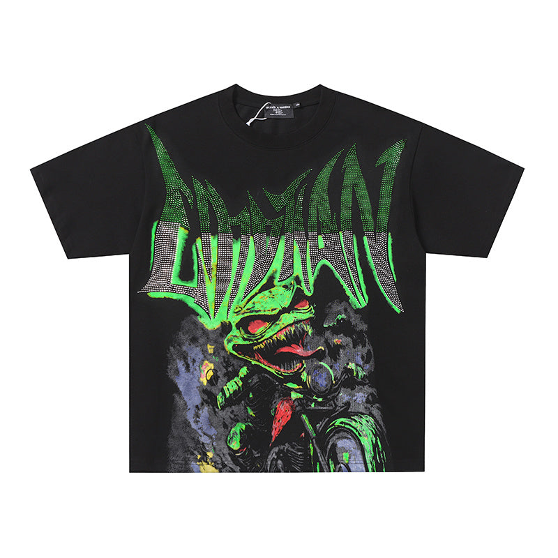 MIXED EMOTION Green Letter Graphic 2‑Color T‑Shirt