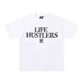 Life Hustlers White Distressed H‑Logo T‑Shirt