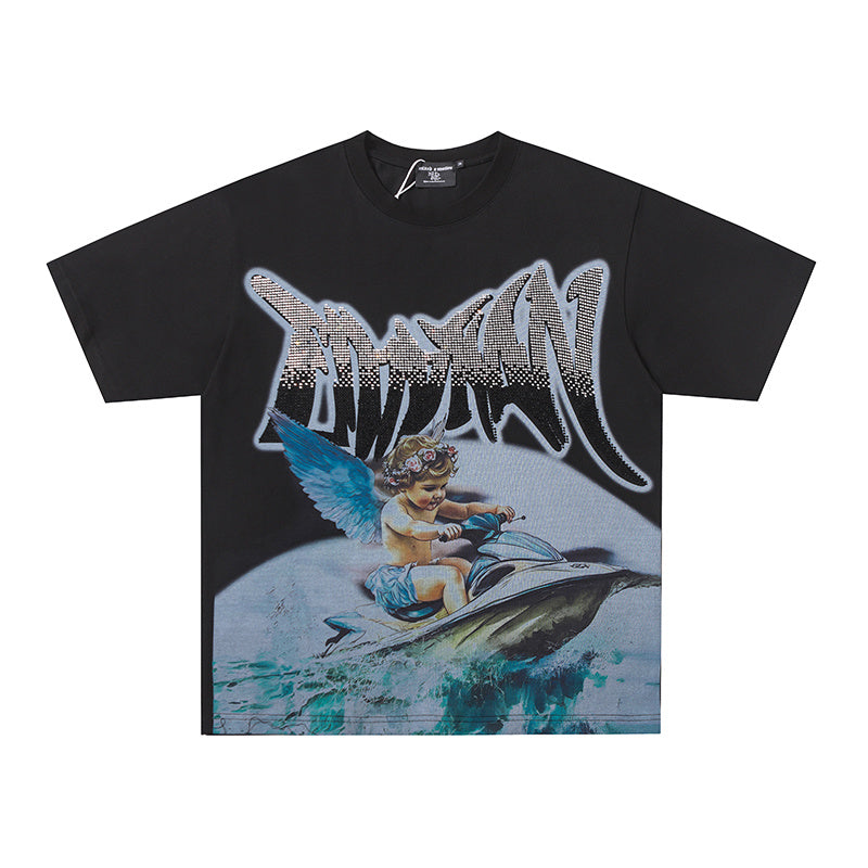 MIXED EMOTION Dolphin Ocean Graphic 2‑Color T‑Shirt