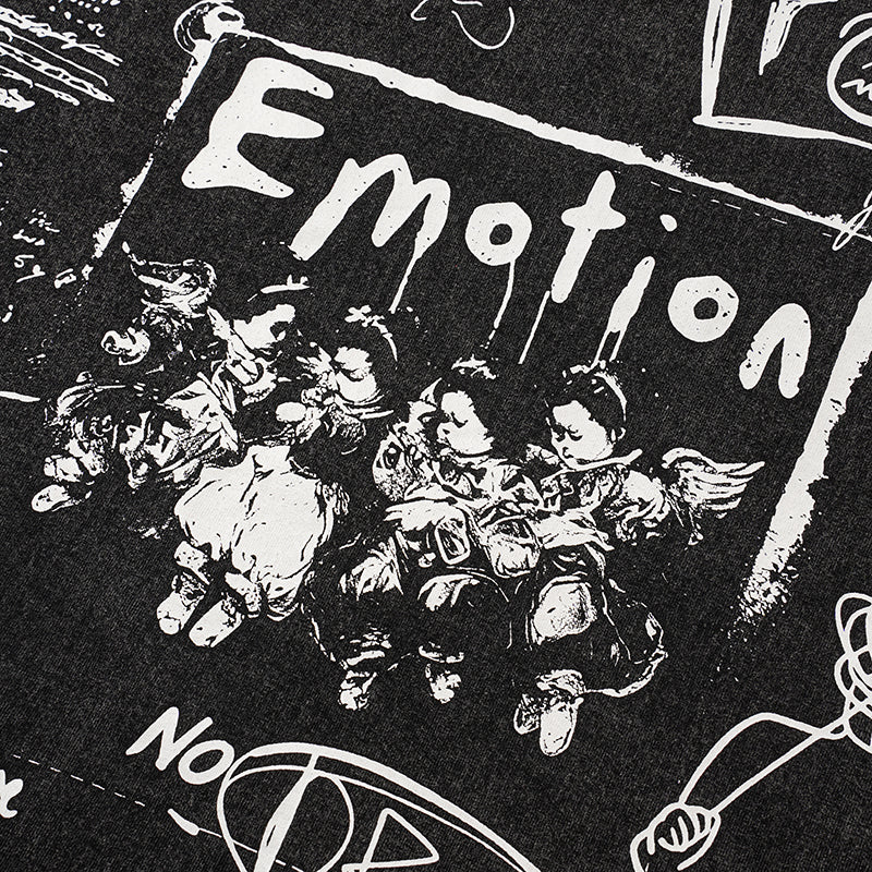 MIXED EMOTION Skull Cross Graphic Black T‑Shirt