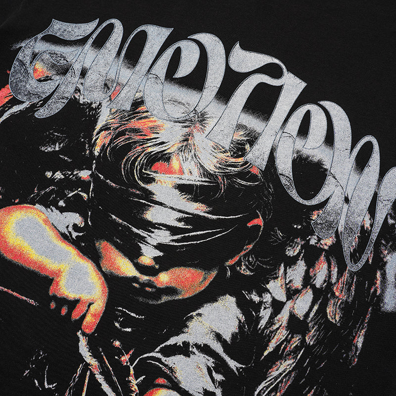MIXED EMOTION Double‑Sided Graphic Black T‑Shirt