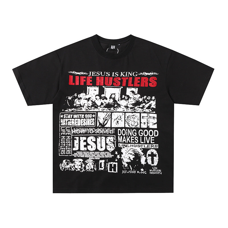Life Hustlers Jesus Graphic Black Tee
